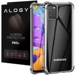 Silikonowe etui pancerne ShockProof Alogy do Samsung Galaxy A03s 164mm Przezroczyste + Szkło