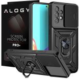 Etui Alogy Camshield Stand Ring z osłonką na aparat do Samsung Galaxy A73 / A73 5G + Szkło