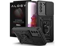 Etui Alogy Camshield Stand Ring z osłonką na aparat do Samsung Galaxy S21 + Szkło