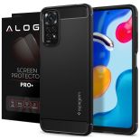 Etui do Xiaomi Redmi Note 11/ 11S futerał Spigen Rugged Armor Matte Black + Szkło