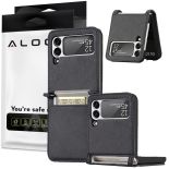 Etui zamykane z klapką portfel Alogy skórzane do Samsung Galaxy Z Flip 3 5G Czarne