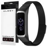 Bransoleta Milanese pasek Alogy stal nierdzewna do Samsung Galaxy Fit 2 SM-R220 Czarna