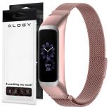 Bransoleta Milanese pasek Alogy stal nierdzewna do Samsung Galaxy Fit 2 SM-R220 Różowa