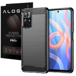 Etui do Xiaomi Poco M4 Pro 5G Alogy Rugged Armor obudowa TPU Carbon Black + Szkło