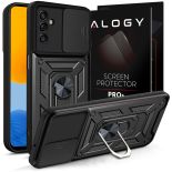 Etui Alogy Camshield Stand Ring z osłonką na aparat do Samsung Galaxy M52 + Szkło