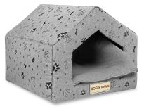Legowisko personalizowane dla psa domek 50x40 cm H=38 cm łapy szare