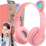 SŁUCHAWKI DLA DZIECI BLUETOOTH LED RGB KOCIE USZY -E720