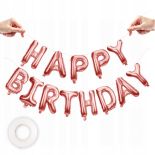BALONY NAPIS HAPPY BIRTHDAY GOLDEN ROSE DEKORACJA URODZINOWA PARTY 30CM