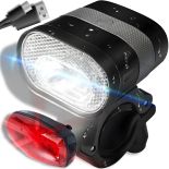 LAMPKA ROWEROWA PRZEDNIA LED DO ROWERU AKUMULATOROWA + TYLNA MOCNA KABEL -E353