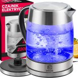 CZAJNIK ELEKTRYCZNY BEZPRZEWODOWY DUŻY 1.7L MOCNY 2200W LED STAL SZKŁO - OR1302