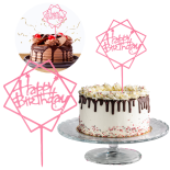 TOPPER NA TORT HAPPY BIRTHDAY DEKORACJA CIASTA URODZINOWEGO OZDOBA RÓŻOWA