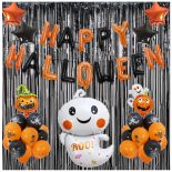 BALONY NA HALLOWEEN XL POMARAŃCZOWO CZARNY NAPIS DUCHY PAJĄKI ZESTAW OZDOBY