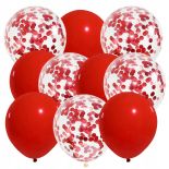 BALONY CZERWONE NA URODZINY ZESTAW 10SZT KONFETTI DEKORACJE IMPREZ NA HEL
