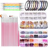 ZESTAW DO ZDOBIENIA PAZNOKCI ŻELOWYCH HYBRYDOWYCH MANICURE OZDOBY NAIL ART