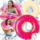 KOŁO DMUCHANE DONUT DO PŁYWANIA NA BASEN RÓŻOWY MATERAC NA PLAŻĘ 90CM XXL