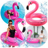 MATERAC DMUCHANY FLAMING RÓŻOWY 90CM KOŁO DMUCHANE DO BASENU PŁYWANIA PLAŻA