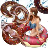 KOŁO DMUCHANE DONUT DO PŁYWANIA NA BASEN MATERAC NA PLAŻĘ 90CM BRĄZOWY XXL