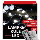 LAMPKI CHOINKOWE LED 5M BIAŁE KULKI 51LAMPEK GIRLANDA ŚWIĄTECZNA NA CHOINKĘ