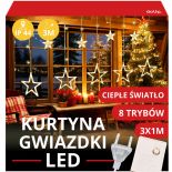 KURTYNA LED 3M 120SZT LAMPKI GWIAZDKI CIEPŁE BIAŁE ŚWIATŁO DEKORACJA ŚWIĘTA