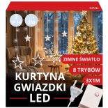 KURTYNA LED ŚWIĄTECZNA 3M 120 LAMPEK GWIAZDKI ZIMNE ŚWIATEŁKA OKNO WEWNĄTRZ
