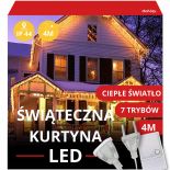 KURTYNA LED ŚWIĄTECZNA DEKORACJA DOMU GIRLANDA 4M 120SZT LAMPKI ZEWNĘTRZNE