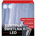 KURTYNA MIKRO LED 300 LAMPEK 3X3M DRUCIKI ŚWIATEŁKA WISZĄCE NA OKNO BIAŁE
