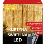KURTYNA ŚWIETLNA LED SOPLE GIRLANDA LAMPKI 300SZT 3X3M ŚWIATEŁKA WISZĄCE