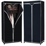 SZAFA MATERIAŁOWA CZARNA TEKSTYLNA SKŁADANA GARDEROBA 55X45X150CM ZASUWANA