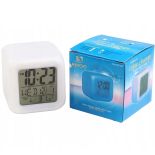 BUDZIK ZEGAREK TERMOMETR ŚWIECĄCY KAMELEON LED -E002