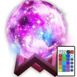 LAMPKA LAMPA NOCNA KSIĘŻYC ŚWIECĄCY 3D MOON RGB PILOT LED LIGHT MOONLIGHT