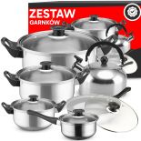 KOMPLET GARNKÓW KUCHENNYCH 11 EL. GAZ INDUKCJA CZAJNIK PATELNIA + POKRYWKI - OR201