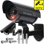 KAMERA ATRAPA ZEWNĘTRZNA ŚCIENNA Z DIODĄ MIGAJĄCĄ IR LED MONITORING + KOŁKI - E057-2