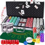 ZESTAW DO POKERA 500 ŻETONÓW WALIZKA KARTY TEXAS KOSTKI ŻETONY POKER DUŻY - DR294