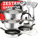 ZESTAW GARNKÓW AKCESORIÓW KUCHENNYCH 11 EL. GAZ INDUKCJA CZAJNIK PATELNIA- OR204
