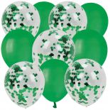BALONY ZIELONE KONFETTI DEKORACJE 10SZT NA URODZINY IMPREZY OZDOBY ZESTAW