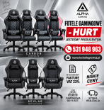 Fotele Gamingowe Biurowe Gracza SKÓRA TKANINA od Producenta