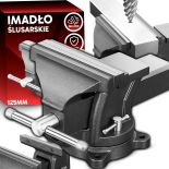 IMADŁO STOŁOWE OBROTOWE ŚLUSARSKIE ŻELIWNE 125 MM SZCZĘKI MAŁE Z KOWADŁEM - O649
