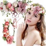 OPASKA WIANEK NA GŁOWĘ ŚLUB BOHO KWIATY PANIEŃSKI KWIATOWA OZDOBA NATURALNA