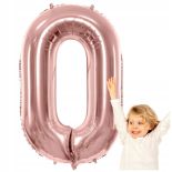BALON FOLIOWY CYFRA 0 DEKORACJA URODZINY RÓŻOWE ZŁOTO IMPREZA 82CM OZDOBA