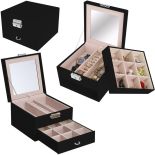 SZKATUŁKA NA BIŻUTERIĘ POJEMNY ORGANIZER ELEGANCKI KUFEREK Z LUSTERKIEM
