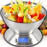DOKŁADNA WAGA KUCHENNA Z TERMOMETR ELEKTRONICZNA Z MISKĄ 1G-5KG INOX TIMER