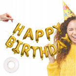 BALONY ZŁOTE NAPIS HAPPY BIRTHDAY URODZINOWE GIRLANDA NA URODZINY 40CM
